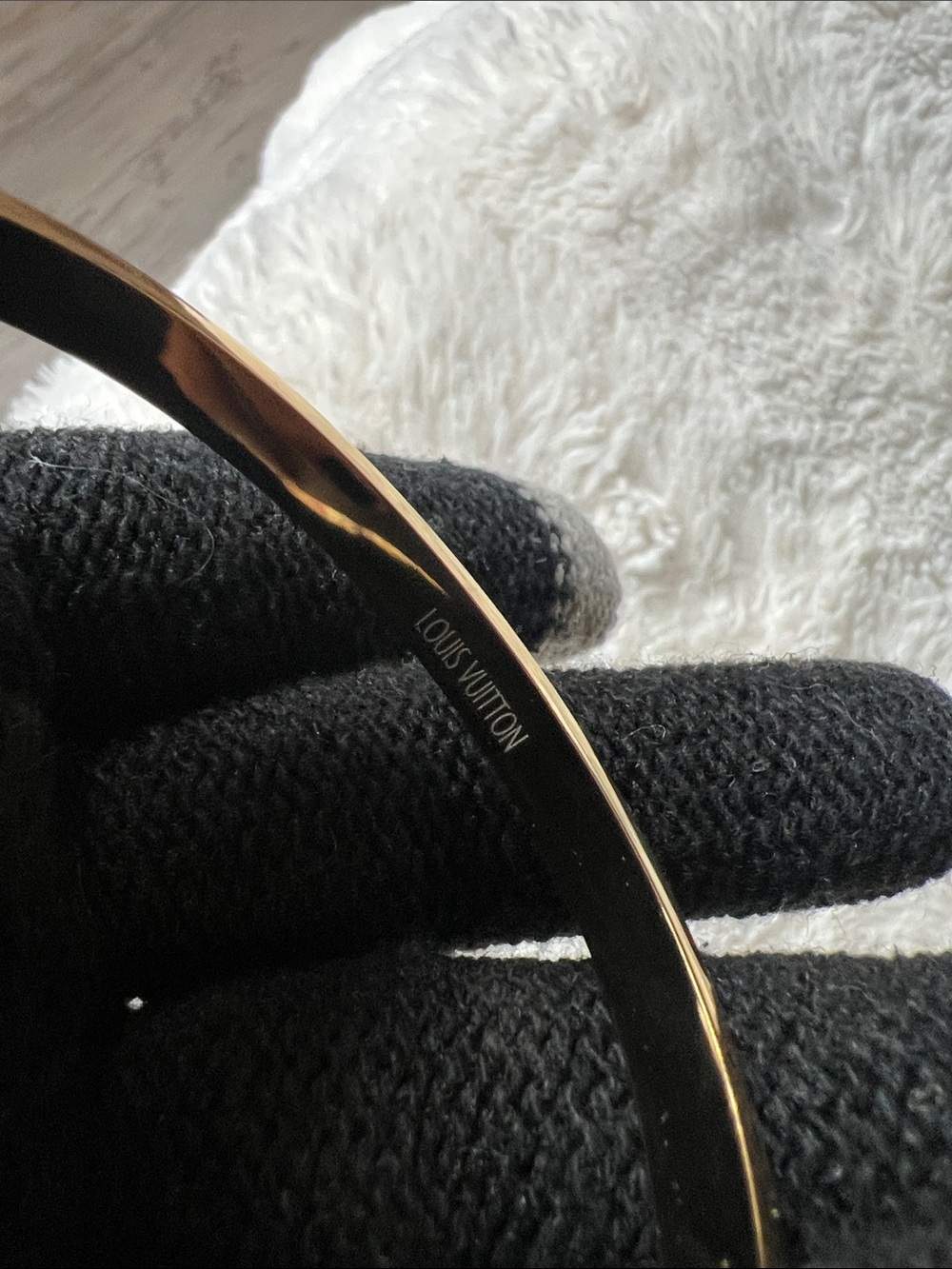 Louis Vuitton Gold Monogram Engraved Dome Bangle - Picture 2 of 4